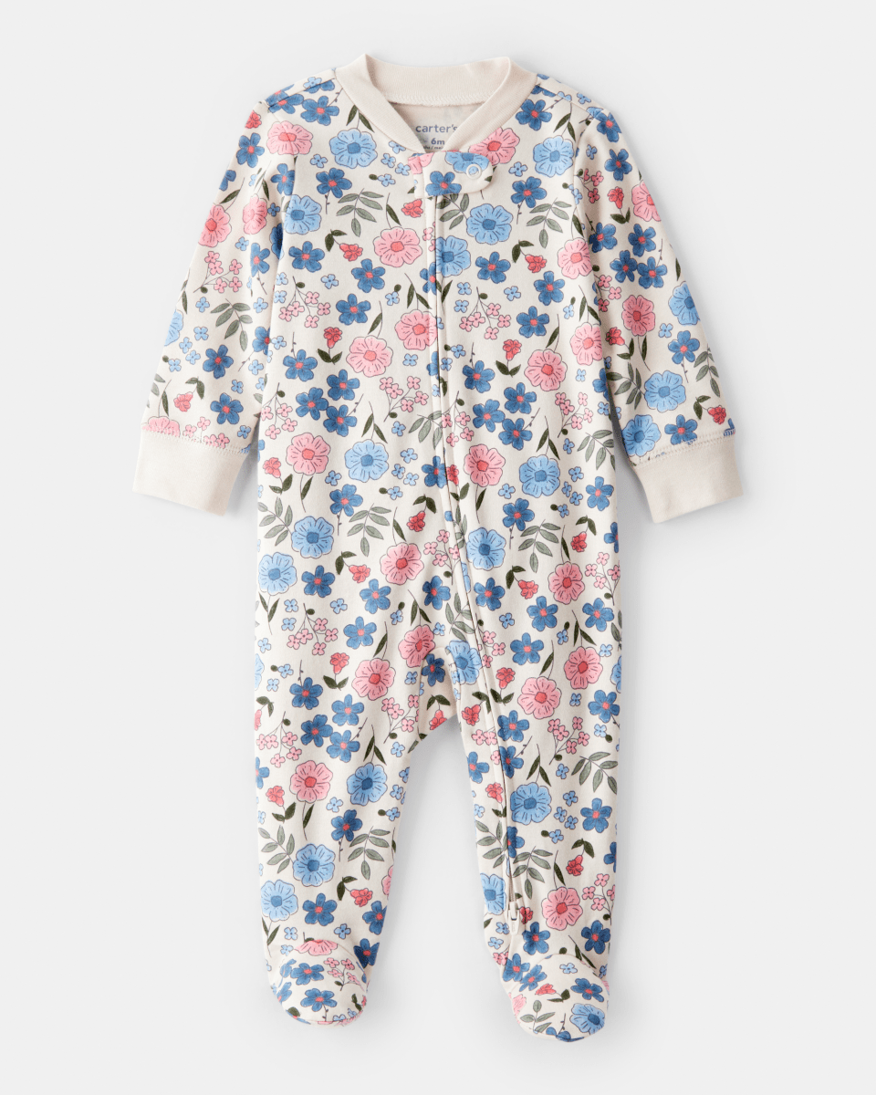 Pijama de algodón con estampado floral nostálgico