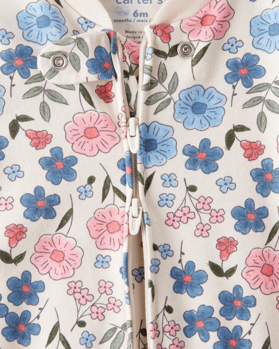 Pijama de algodón con estampado floral nostálgico