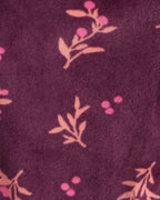 Pijama dos piezas de felpa floral con cinta para el pelo granate