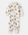 Pijama enterizo con pies de camiones de comida en acanalado