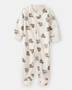 Pijama enterizo con pies de camiones de comida en acanalado