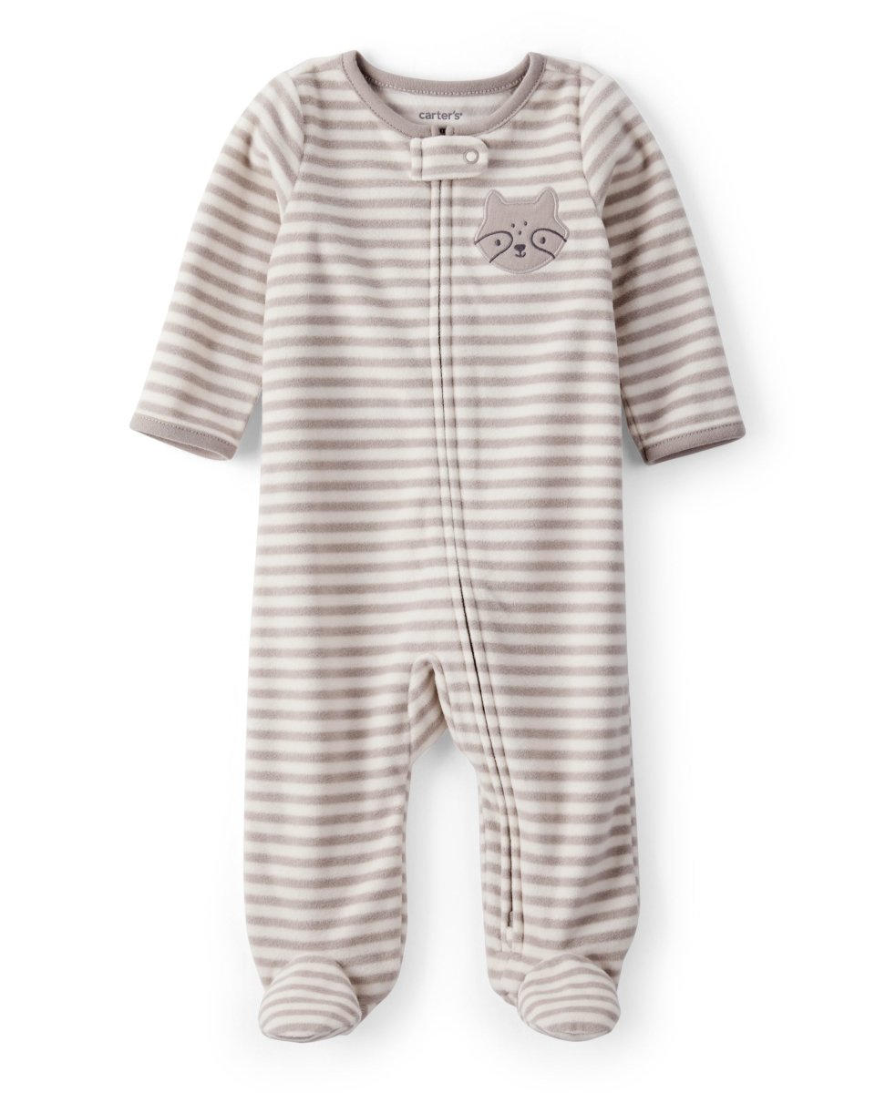 Pijama enterizo de polar beige a rayas