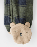 Pijama enterizo de polar verde con diseño buffalo