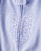 Pijama enterizo polar azul con corazones y lunares