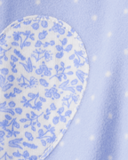 Pijama enterizo polar azul con corazones y lunares