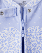 Pijama enterizo polar azul con corazones y lunares