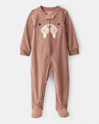 Pijama enterizo polar marrón con diseño de morsa
