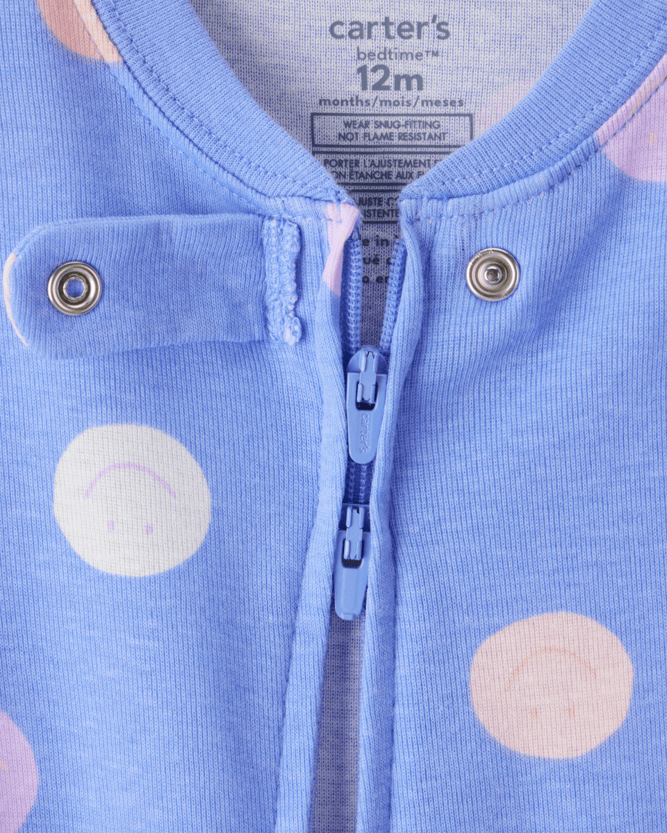 Pijama entero con estampado smiley en azul