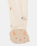 Pijama entero de algodón estampado de Pascua marfil