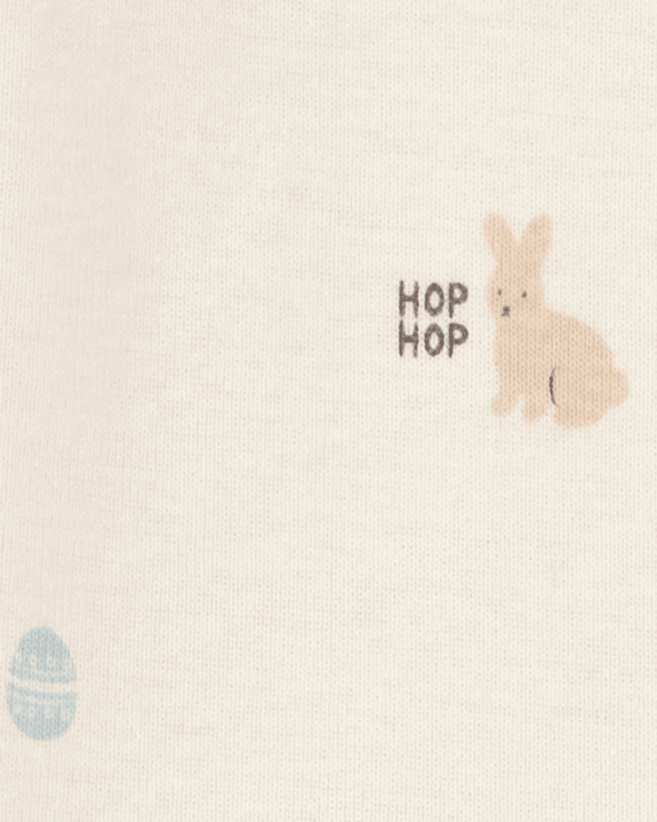 Pijama entero de algodón estampado de Pascua marfil