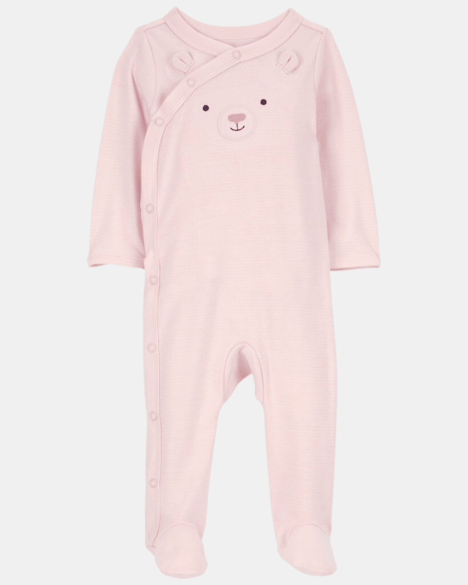 Pijama entero de algodón interlock diseño oso rosa