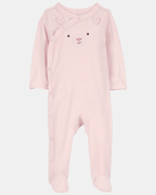 Pijama entero de algodón interlock diseño oso rosa