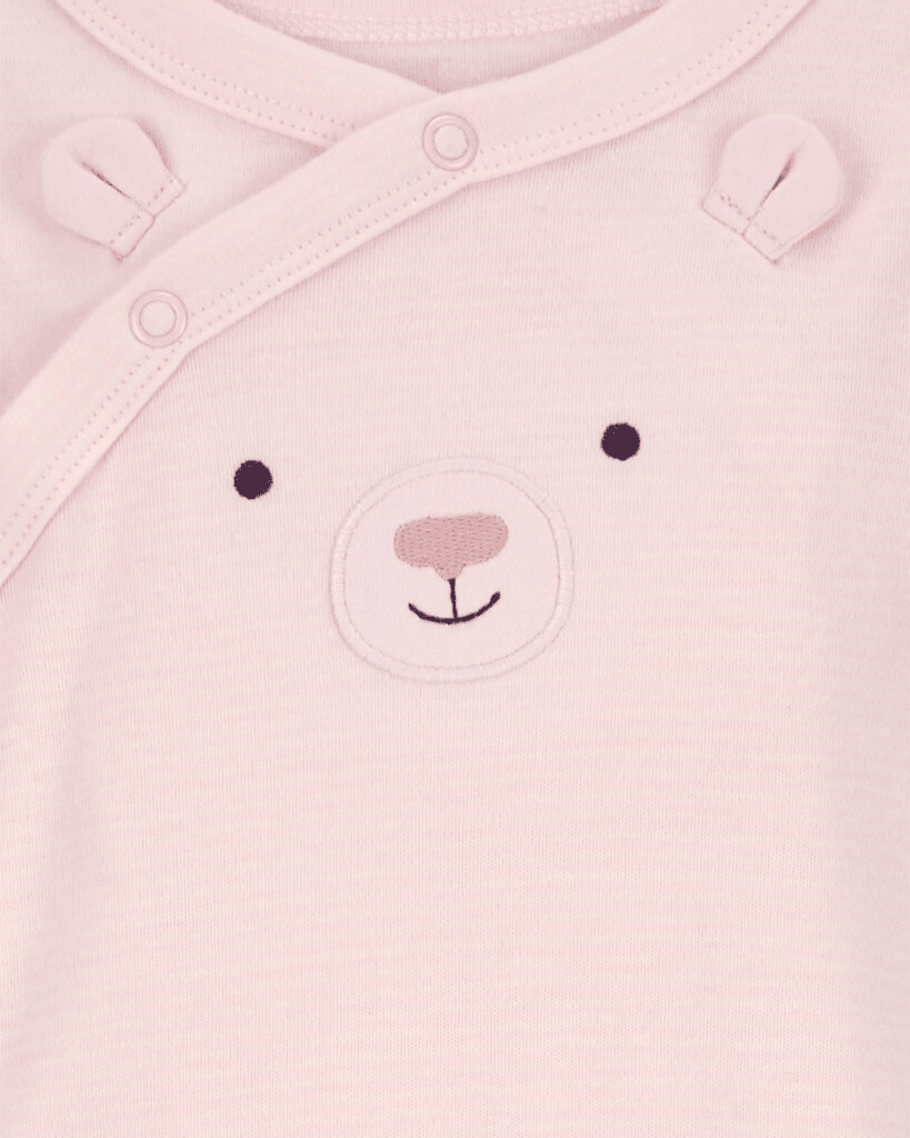 Pijama entero de algodón interlock diseño oso rosa