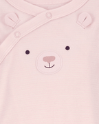 Pijama entero de algodón interlock diseño oso rosa