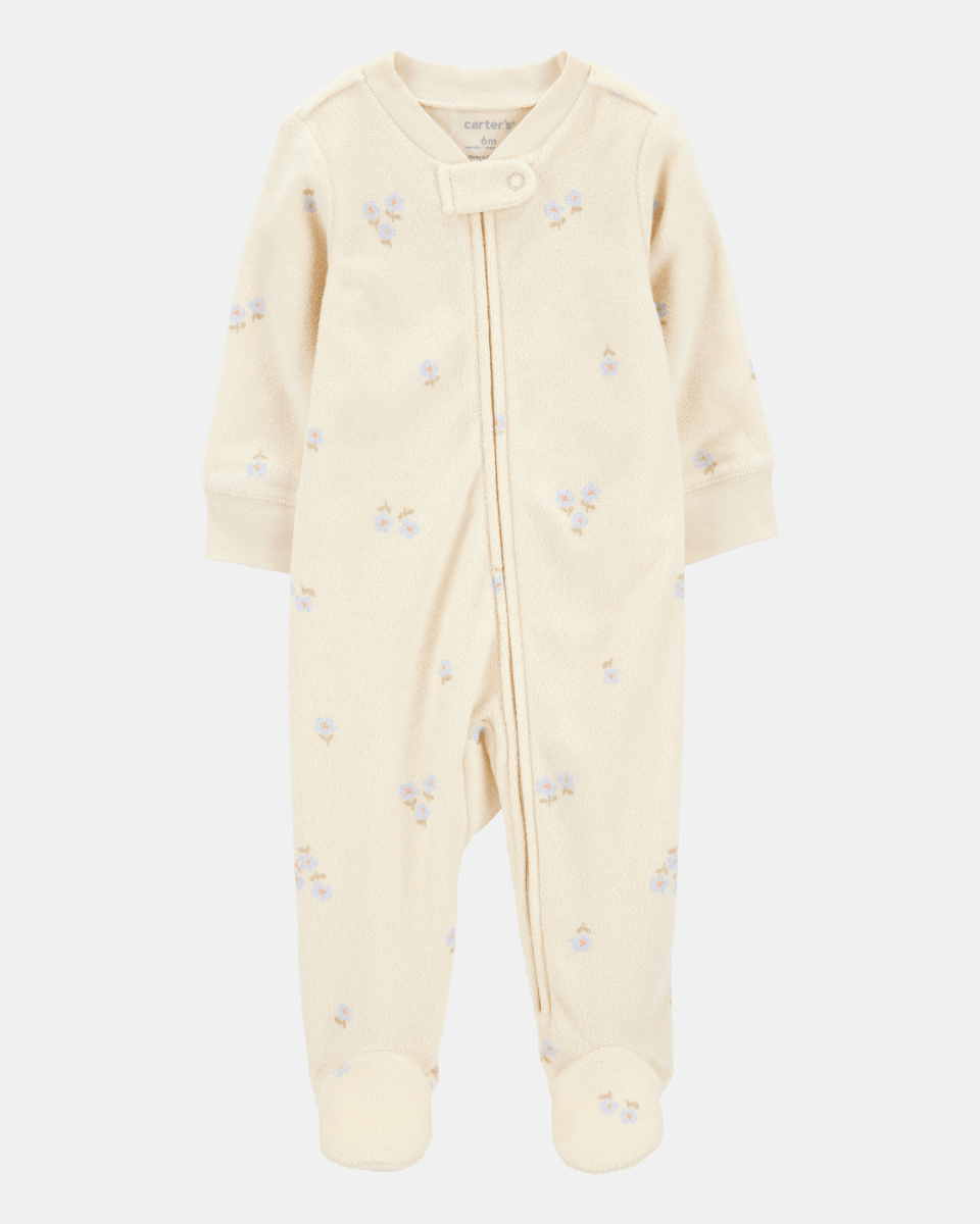 Pijama entero de rizo con cremallera y estampado floral