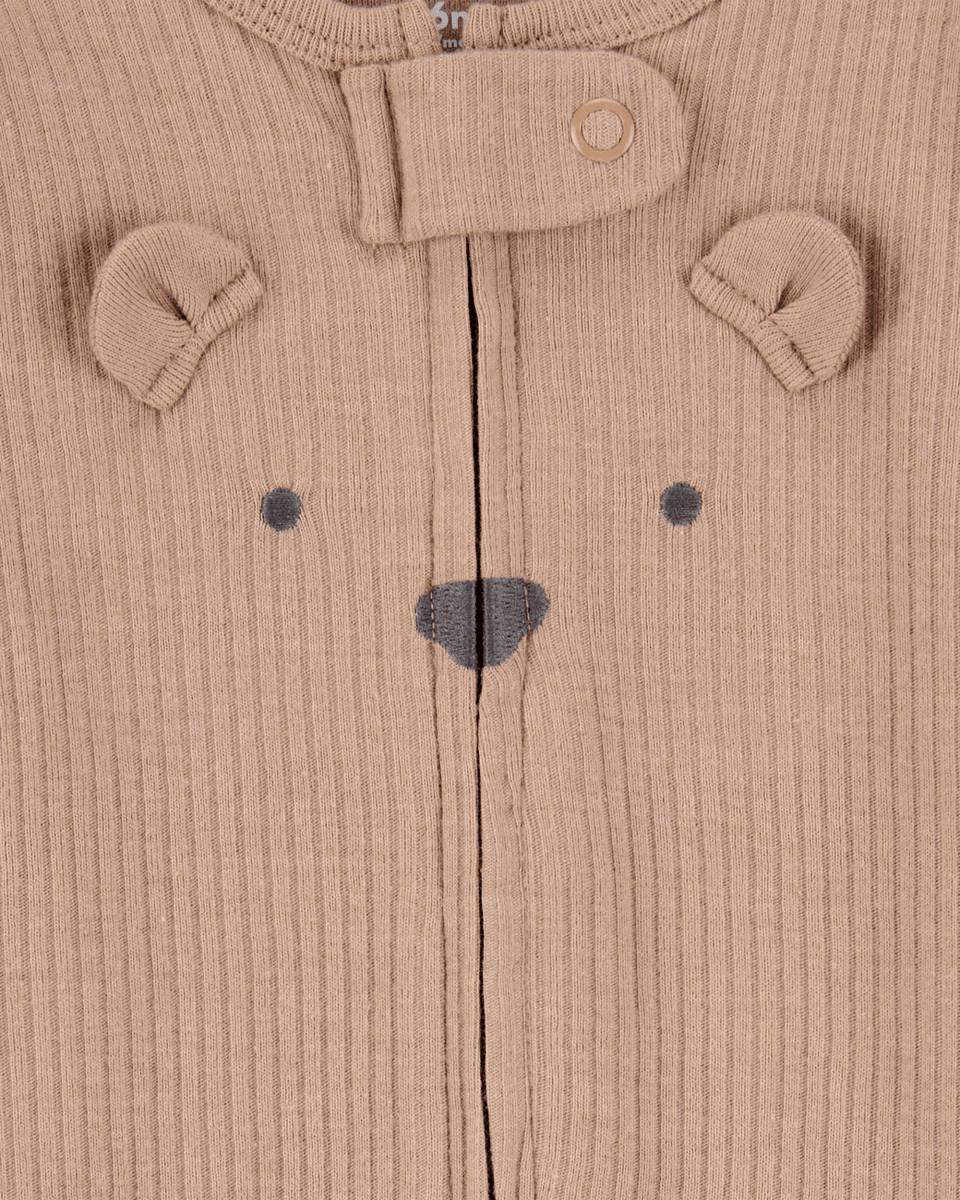 Pijama entero punto canalé diseño oso marrón