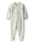 Pijama enterizo microfleece verde con ardillas y búhos
