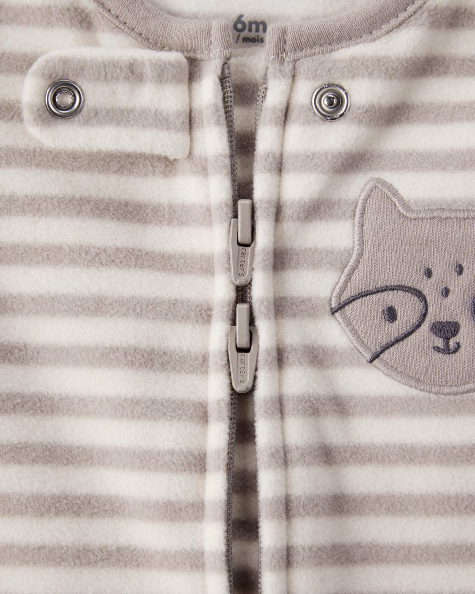 Pijama enterizo de polar beige a rayas