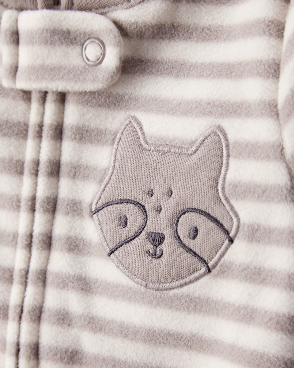 Pijama enterizo de polar beige a rayas