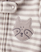 Pijama enterizo de polar beige a rayas