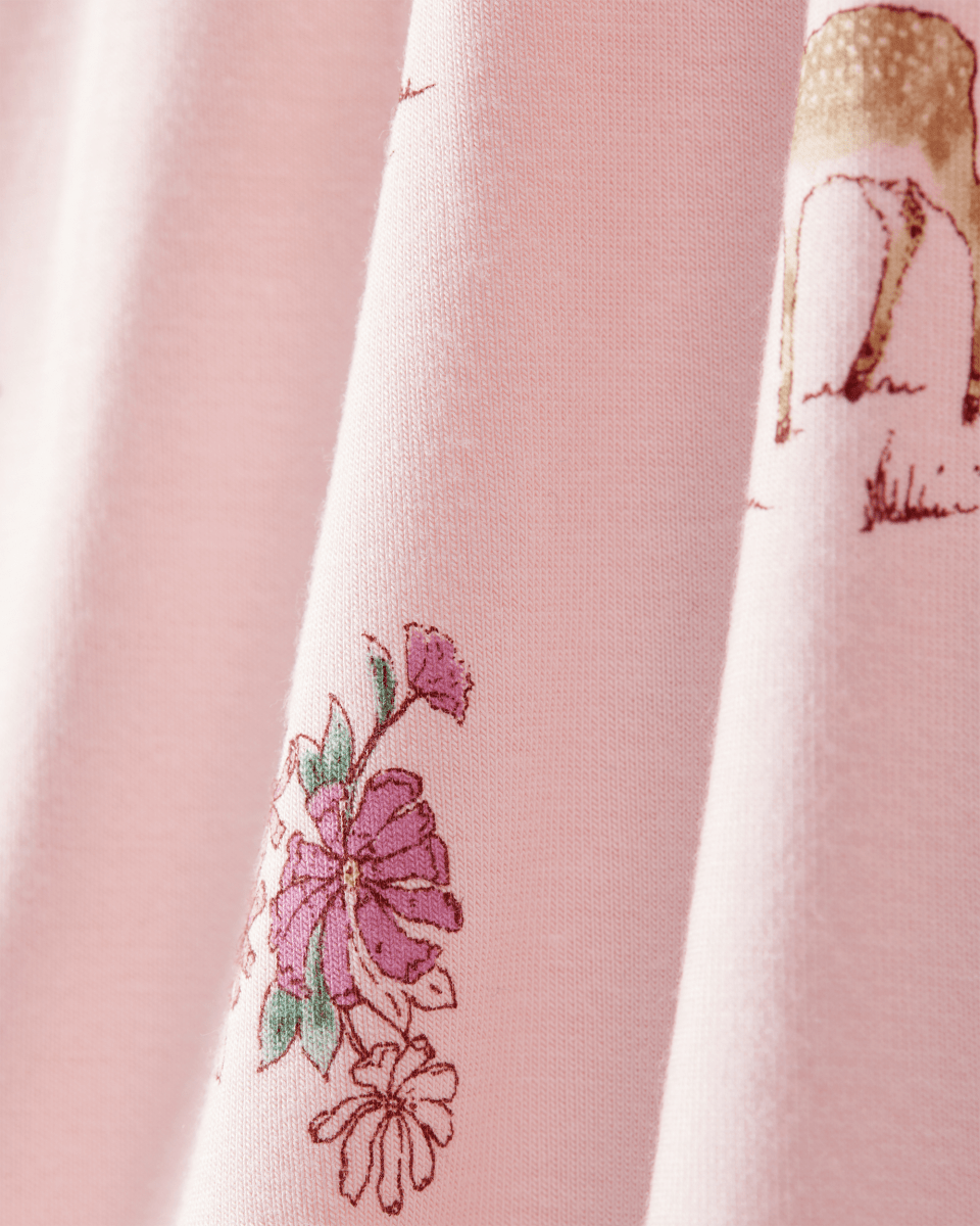 Pijama sostenible de algodón suave, diseño ciervos rosas