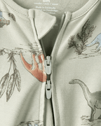 Pijama sostenible de algodón suave, diseño dinosaurios verde