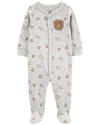 Pijama entero de algodón canalé diseño rinocerontes