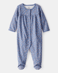 Pijama una pieza de algodón, con pie, diseño floral