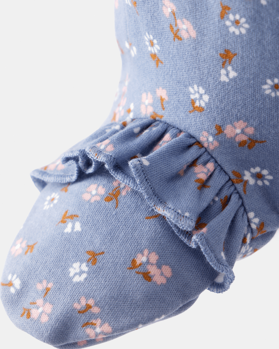 Pijama una pieza de algodón, con pie, diseño floral