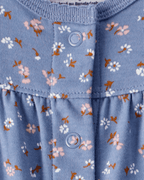 Pijama una pieza de algodón, con pie, diseño floral