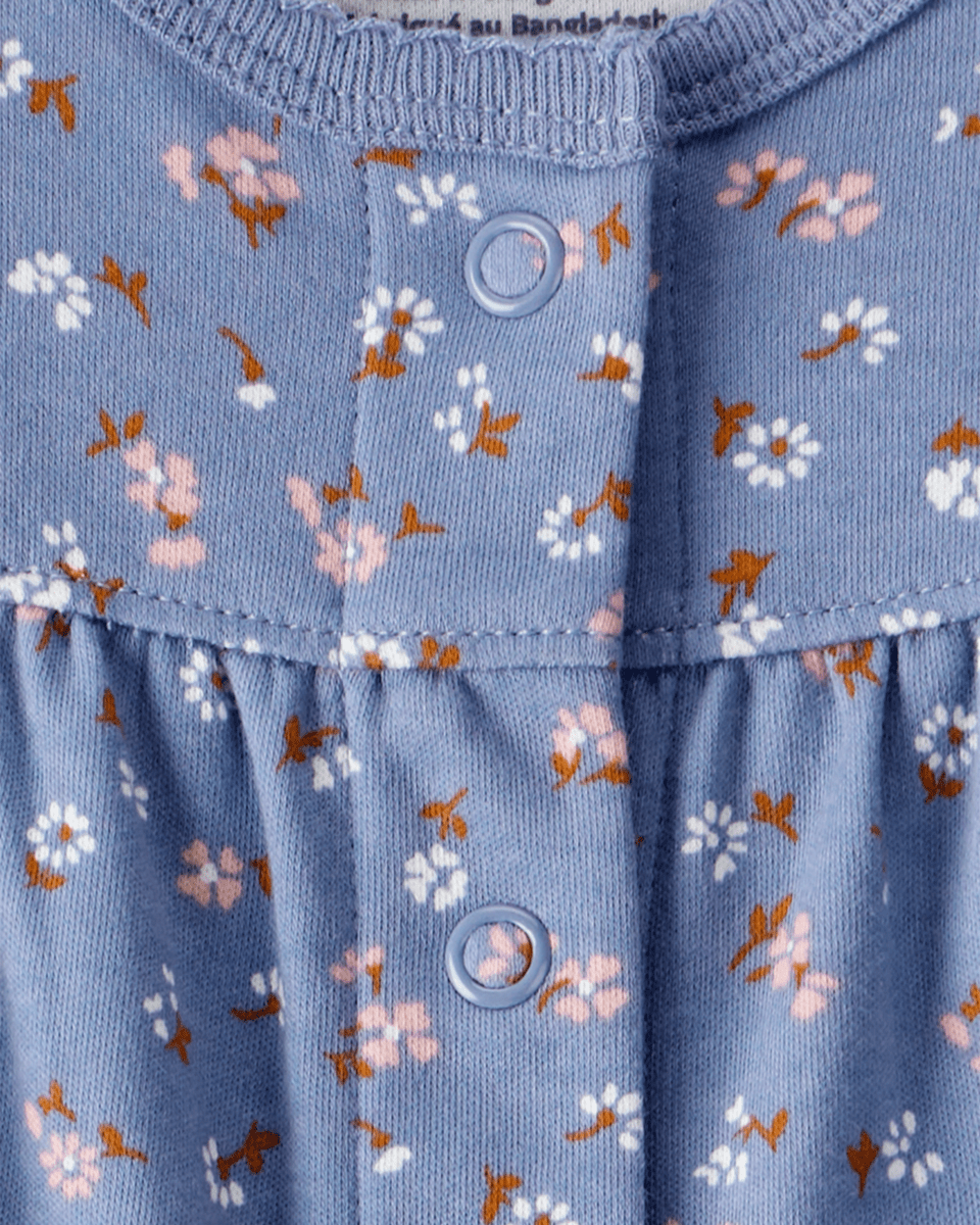 Pijama una pieza de algodón, con pie, diseño floral