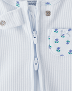 Pijama una pieza de algodón térmico, con pie, diseño floral