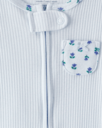 Pijama una pieza de algodón térmico, con pie, diseño floral