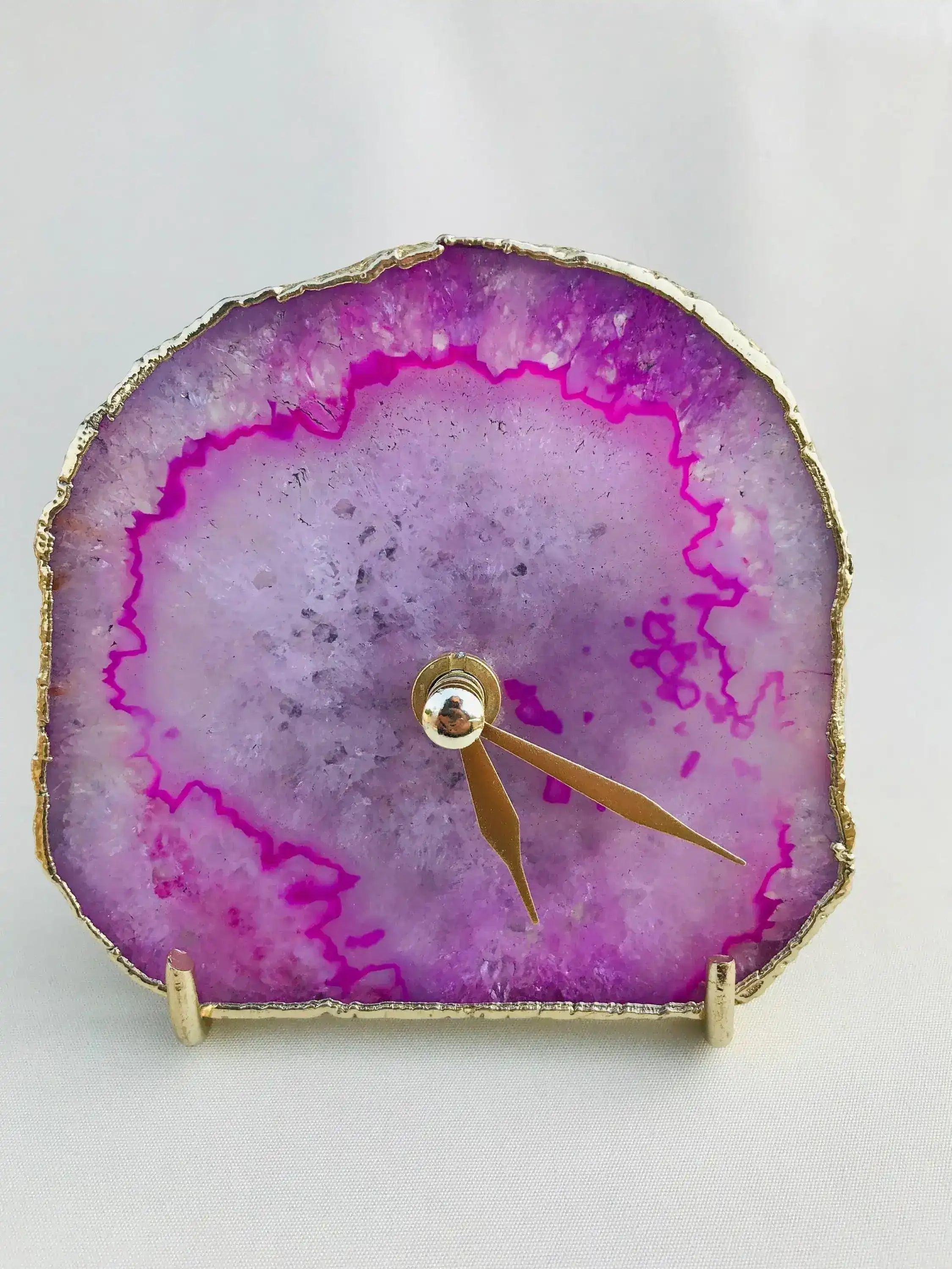 Pink Agate Desk Wall Clock