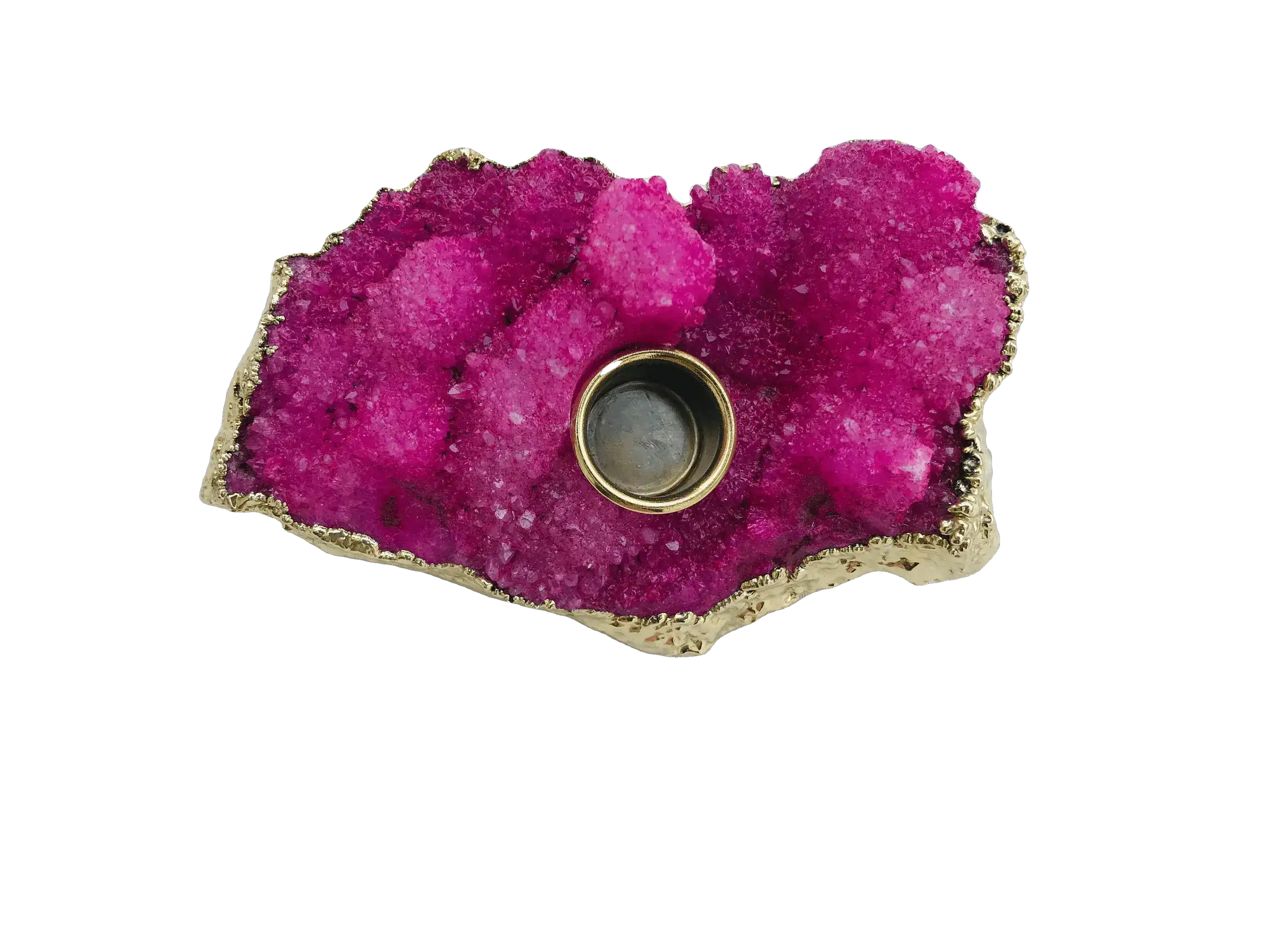 Pink Agate Gemstone Taper Candle Holder