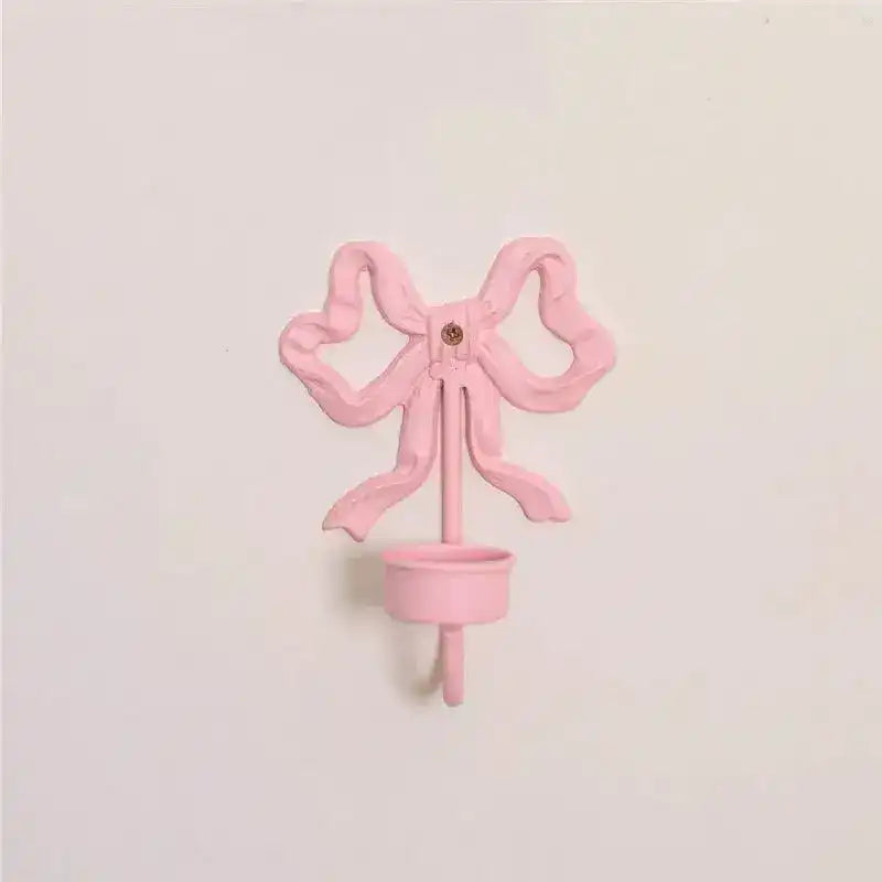 Pink Bow Wall Candlestick Holder