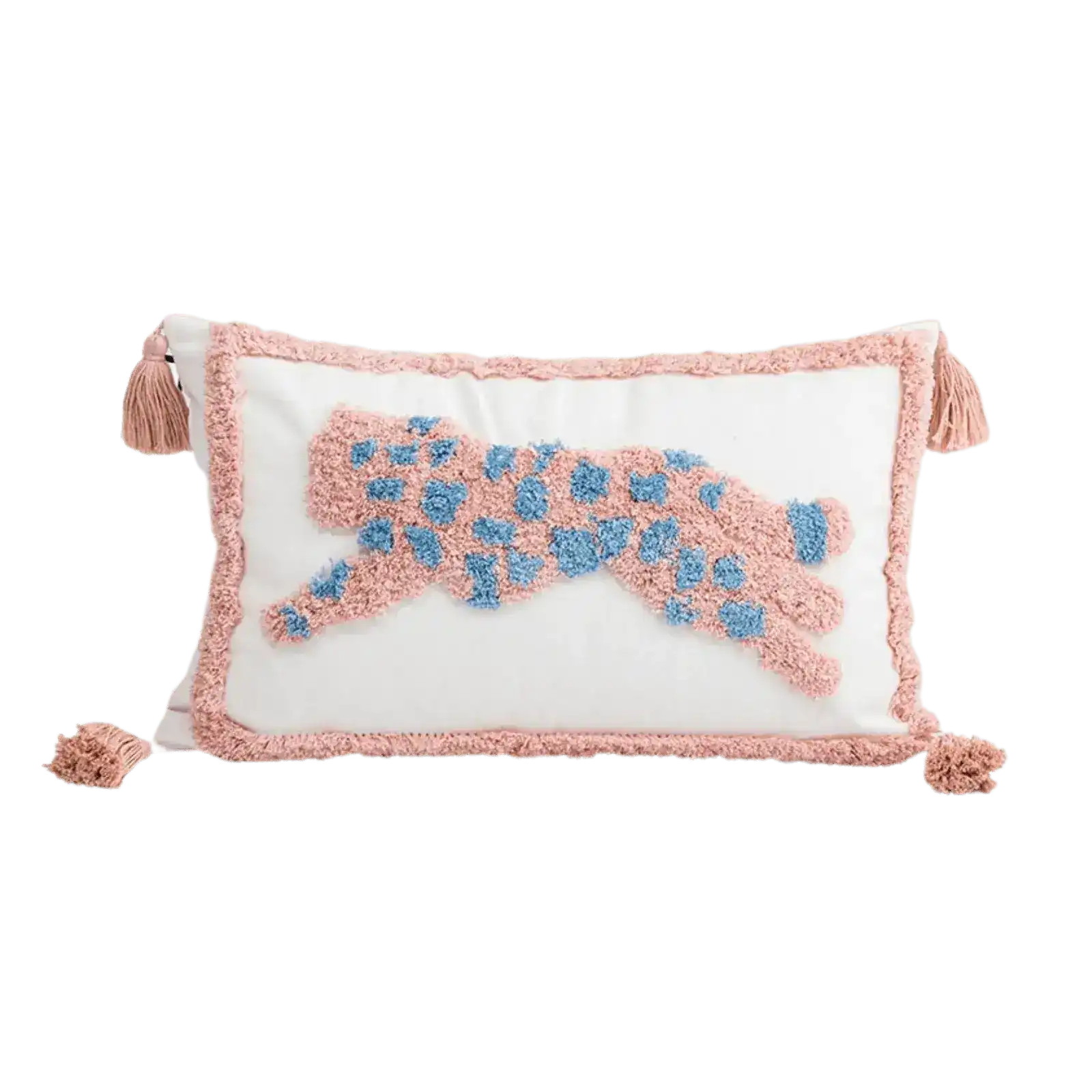 Pink Leopard Embroidery Decorative Pillow Cover
