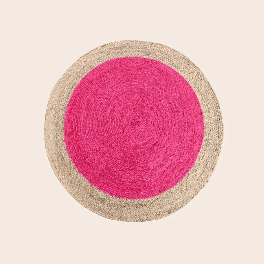 Pink Round Jute Rug