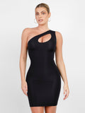 Shapewear One Shoulder Cutout Tummy Control Mini Dress