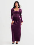 Velvet Long-Sleeve Shrug Bolero
