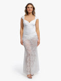 Shapewear Cap Sleeve Bodysuit Lace Fishtail Coverup Skirt Set