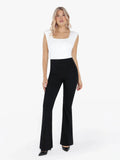 Shapewear Padded Shoulder Slimming Bodysuit Flare-Leg Pants Set