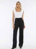 Shapewear Padded Shoulder Slimming Bodysuit Wide-Leg Pants Set