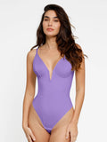 Shapewear Deep V-Neck Low Back Sculpting Thong Bodysuit