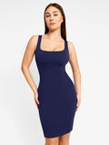Shapewear Sleeveless Square Neck Sculpting Midi Work Dress