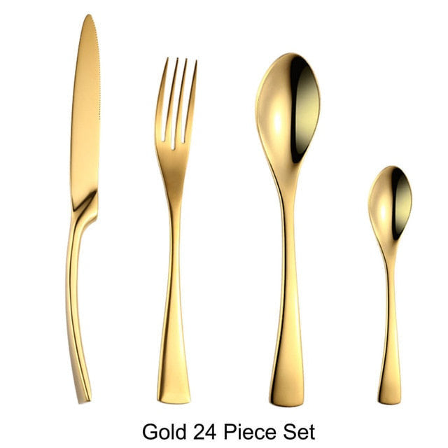 Art Of Food® 24-piece Stainless Steel Cutlery Set, Monaco - Gold
