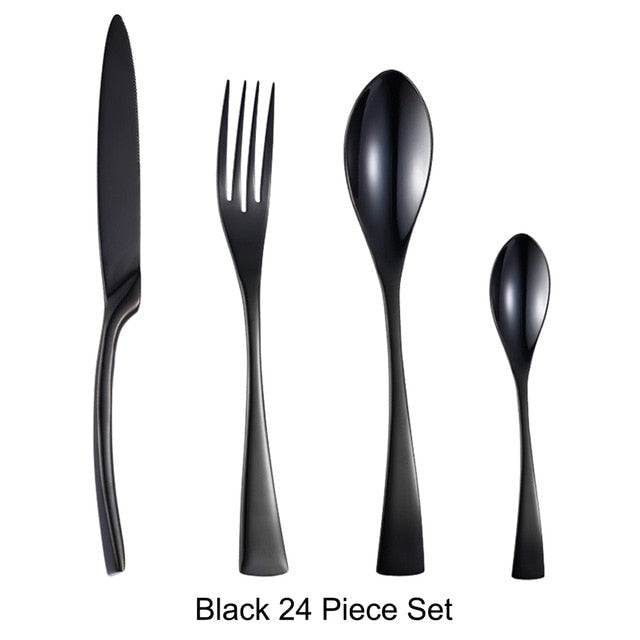 Art Of Food® 24-piece Stainless Steel Cutlery Set, Monaco - Black