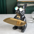 ArtZ® Bulldog Sculpture Table Tray and Piggy Bank - Black With Coin Bank