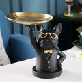 ArtZ® Bulldog Sculpture Table Tray and Piggy Bank - Black No Coin Bank