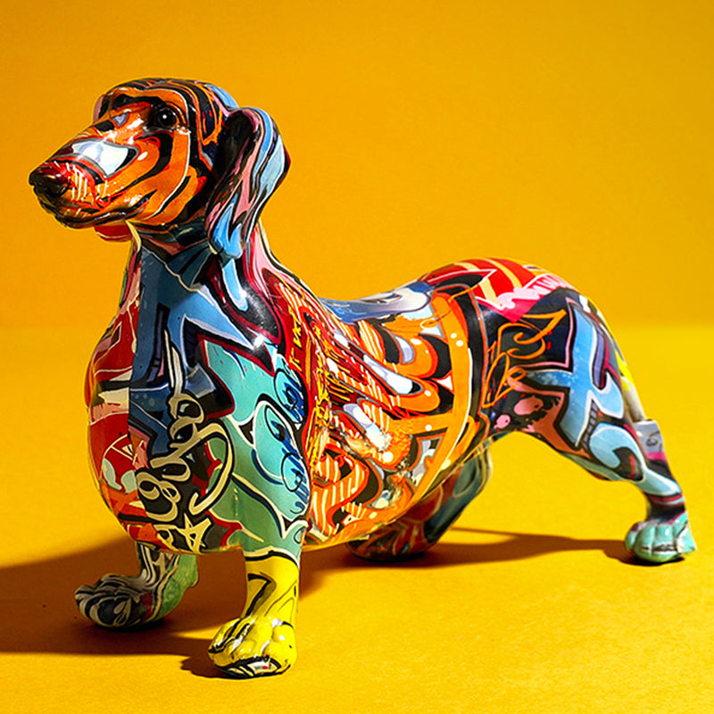 ArtZ® Dachshund Nordic Painted Statue - Small: 8.6 inches long - 5.5 inches tall (22x14cm)